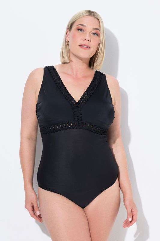 Maillot de bain avec bonnets souples et galon fantaisie, dos profondément échancré, matière recyclée