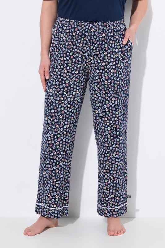 Pantalon de pyjama à fleurs, poches et jambe droite