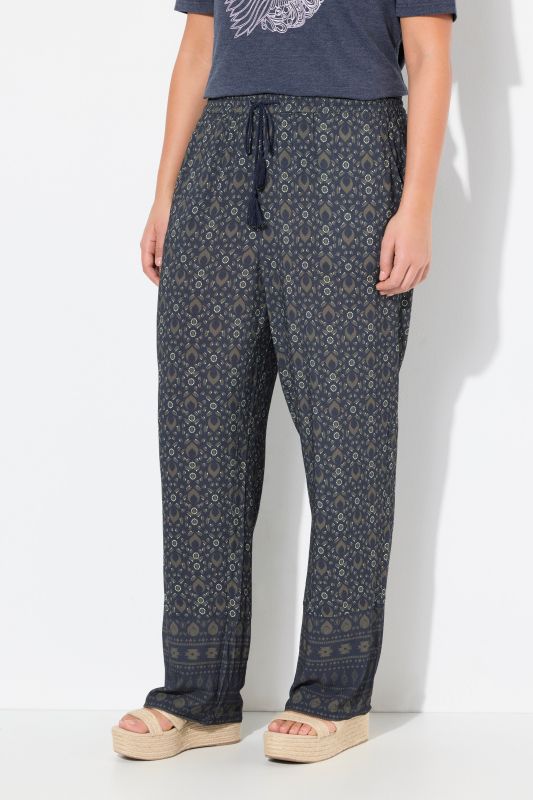 Pantalon Rose, jambe large et taille élastique