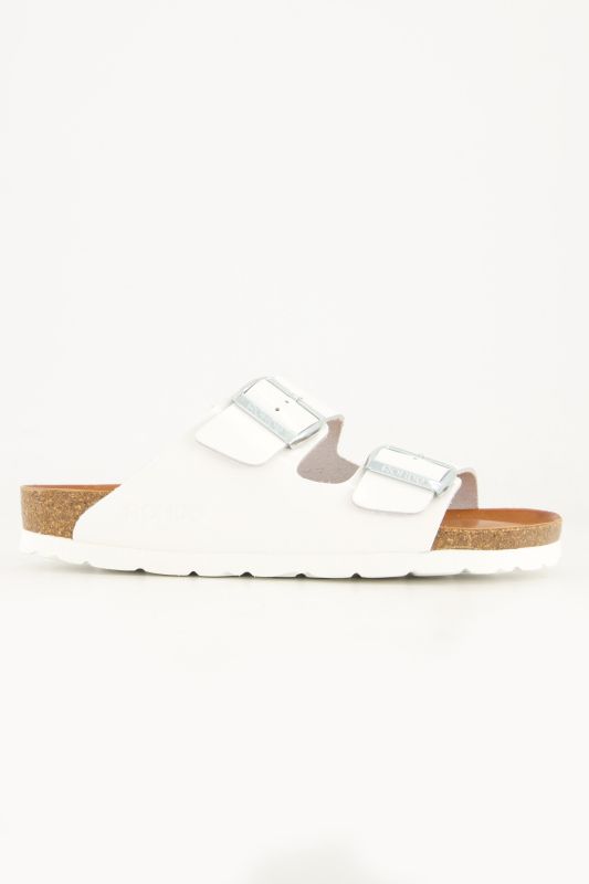 Mules en cuir verni Rohde, double bride et largeur confortable