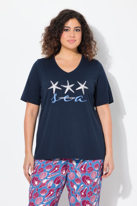 T-shirt motif étoile de mer, décolleté en V et manches courtes, coupe Classic Fit