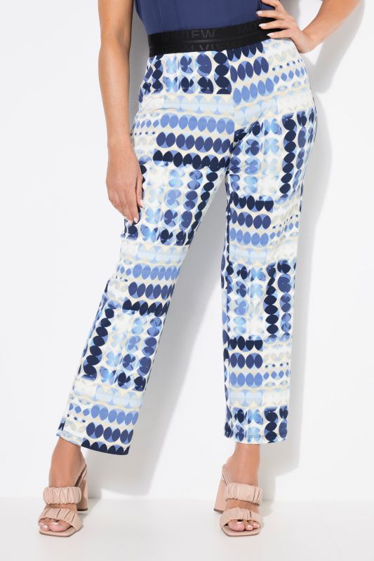 Pantalon Sienna en jersey, motif cercles, taille élastique et jambe étroite