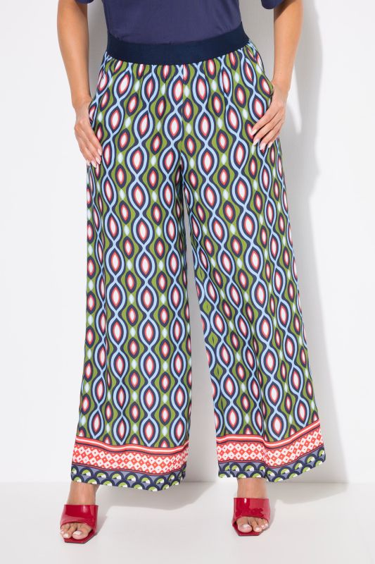 Pantalon dans un imprimé graphique, jambe large et taille élastique