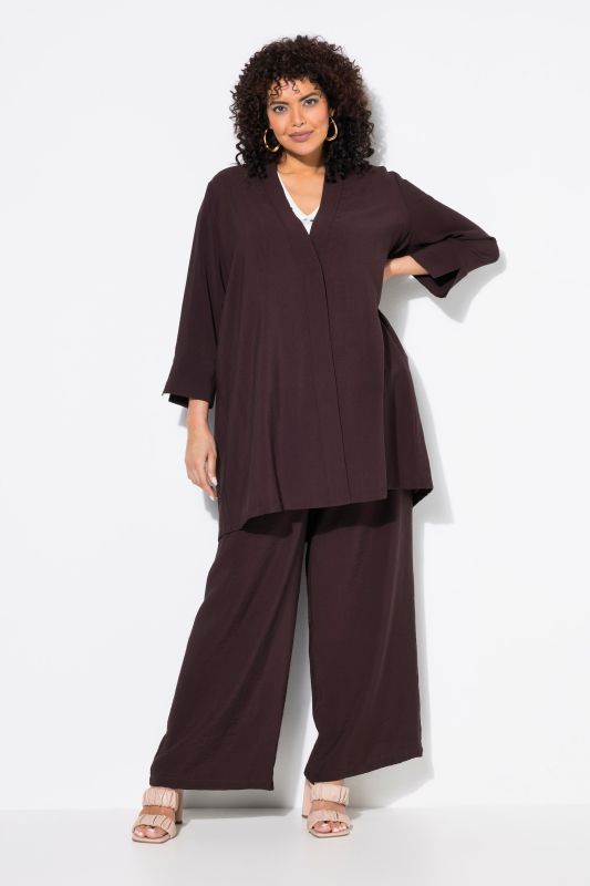Veste encolure en V et manches 7/8, bouton-pression