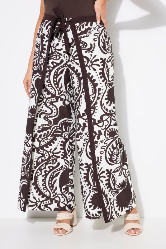 Pantalon style portefeuille, jambe large et taille confortable