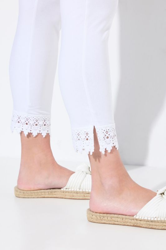 Leggings 7/8, lot de 2, ourlet en dentelle, coton bio