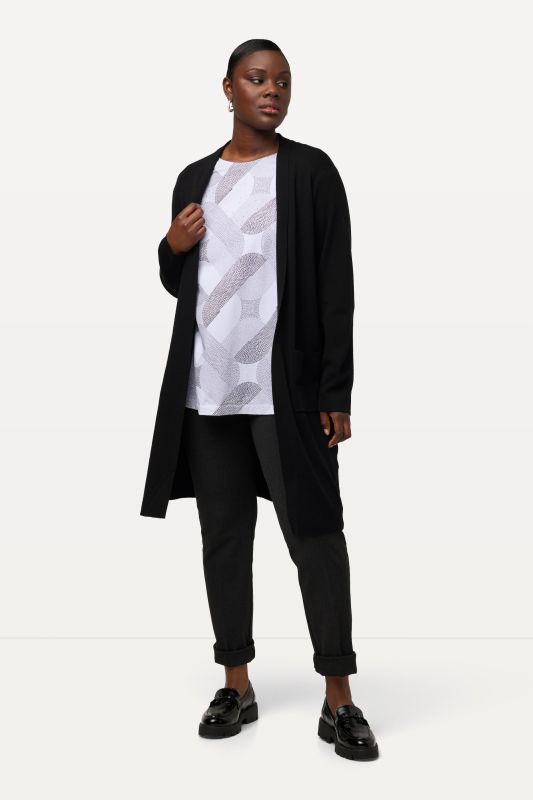 Cardigan coupe ouverte et longue, en maille fine et douce