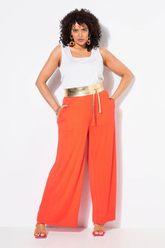 Pantalon large en jersey bord-côte, taille élastique