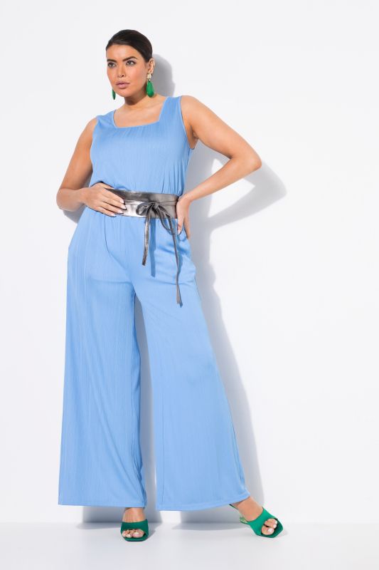 Pantalon large en jersey bord-côte, taille élastique