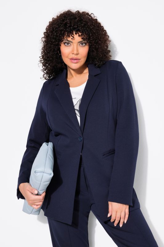Blazer en jersey stretch, ligne en A et col à revers