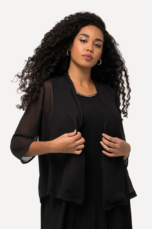 Veste en mousseline oversize. Col châle et manches 3/4