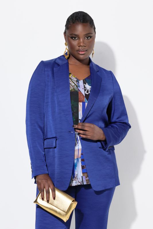Blazer en tissu texturé avec col à revers, fermeture à bouton