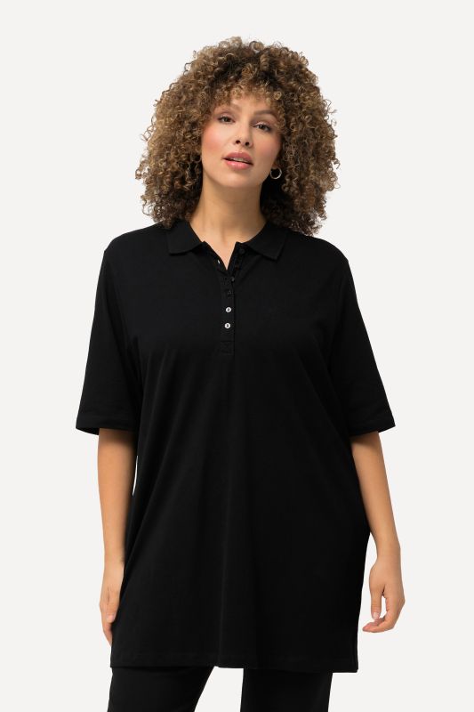 Polo en maille piquée avec patte de boutonnage en velours et manches courtes