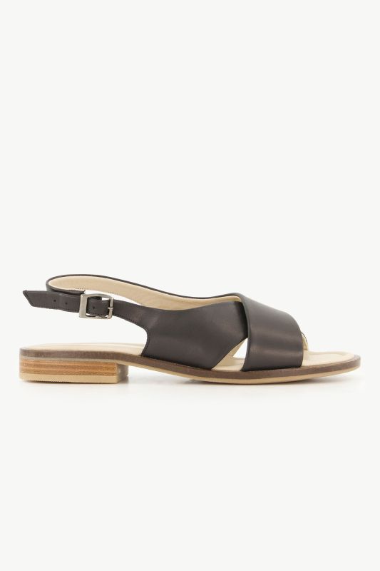 Sandales en cuir, bride élastique et largeur H