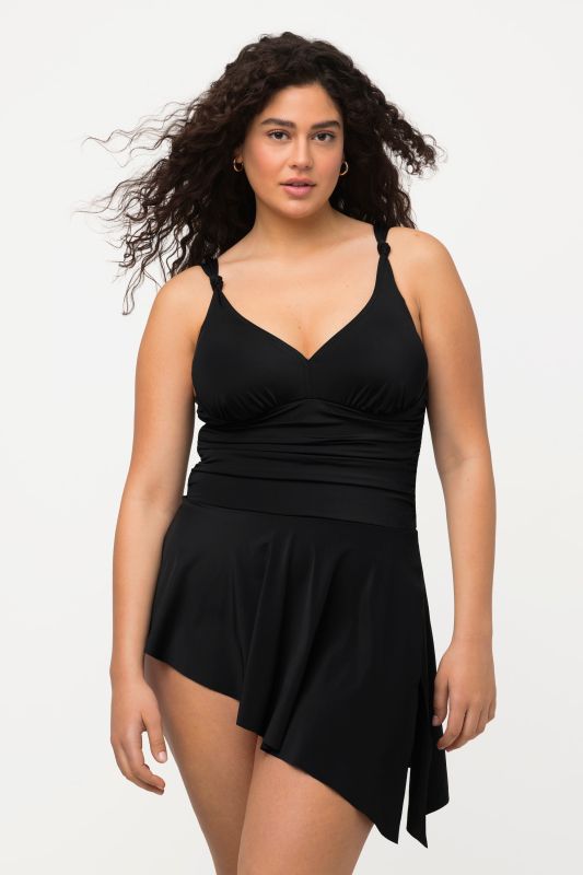 Robe de bain avec drapé, bonnets souples et maillot de bain intégré