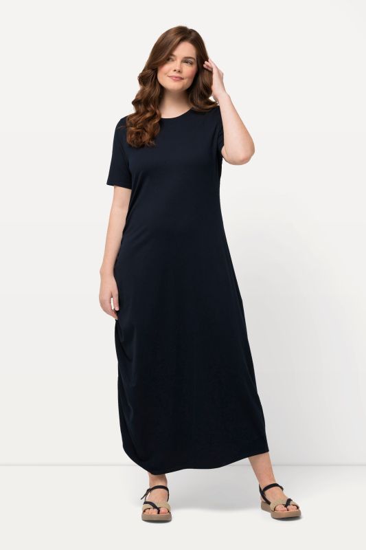 Robe maxi en jersey de coton bio, col rond et manches courtes