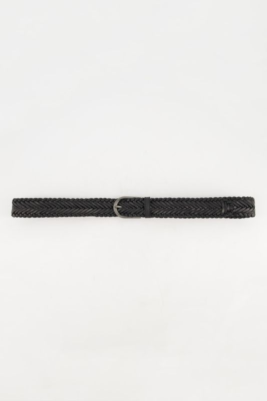 Ceinture en cuir véritable, effet tressé, boucle en métal