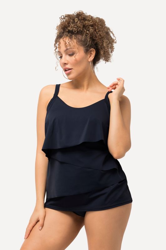 Tankini à bonnet souples avec effet de superposition. Matière recyclée