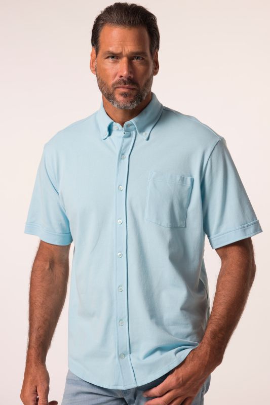 Chemise en maille piquée coupe Modern, avec technologie FLEXNAMIC®, manches courtes et col à pointes boutonnées