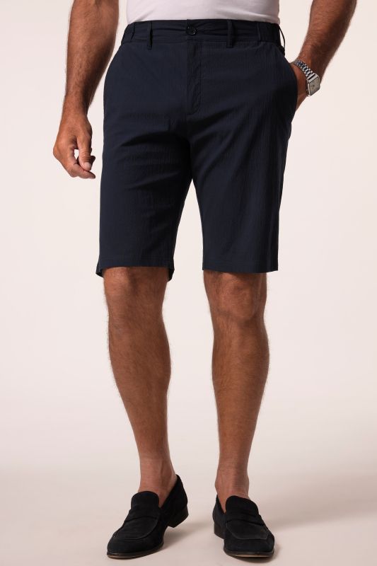 Bermuda JP 1880 en seersucker, taille élastique, coupe Straight Fit, jusqu'à la taille 74