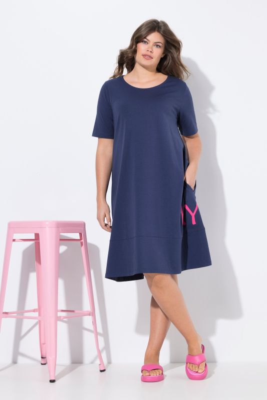 Robe en jersey à col rond et manches mi-hauteur, OEKO-TEX Made in Green