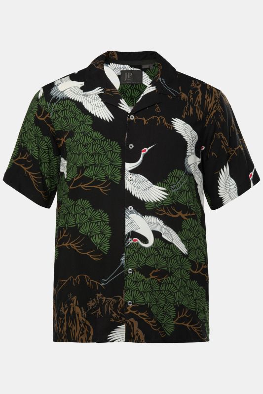 Chemise JP 1880 dans un imprimé all-over, manches courtes et col cubain - jusqu'au 8 XL