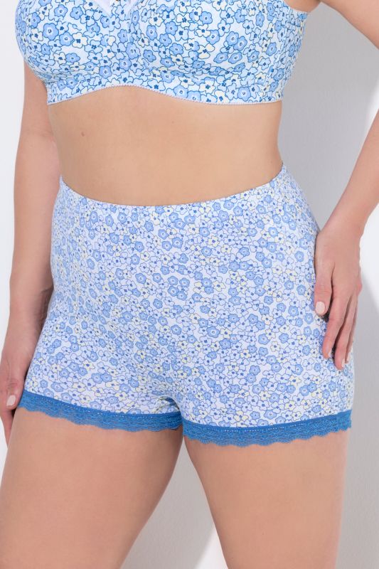 Lot de 3 panties, ourlet en dentelle sur les cuisses, motif fleuri/uni