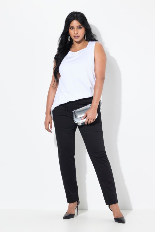 Pantalon chino, coupe Slim Fit, taille élastique et bas de jambe légèrement fendu