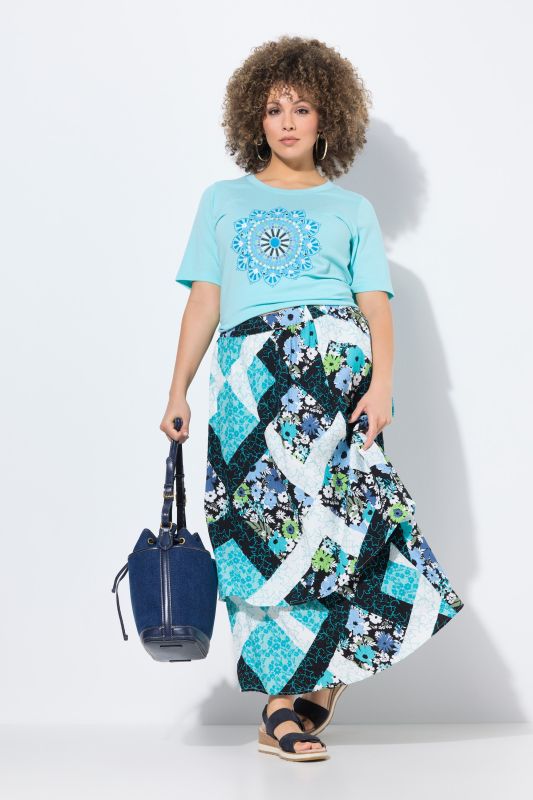 Jupe maxi avec jupon, coupe évasée et taille élastique