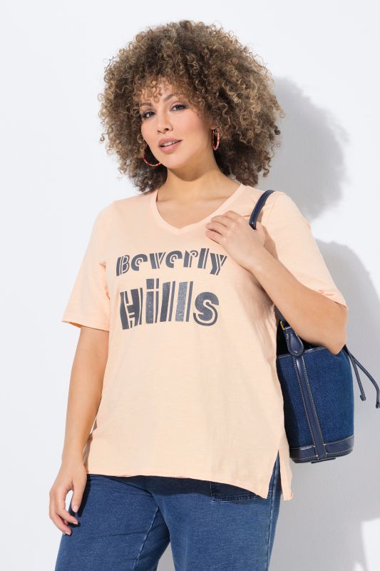 T-shirt message Beverly Hills, coupe Classic Fit, décolleté en V et manches courtes
