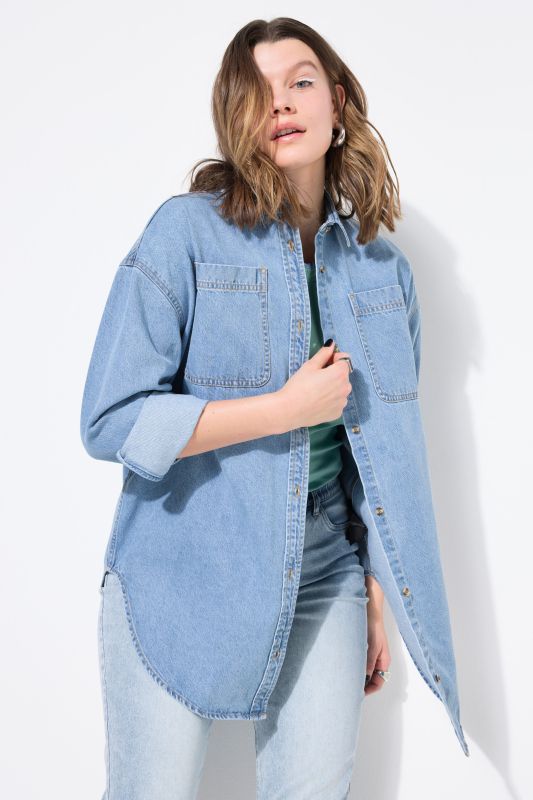 Chemisier en jean oversize, col chemise