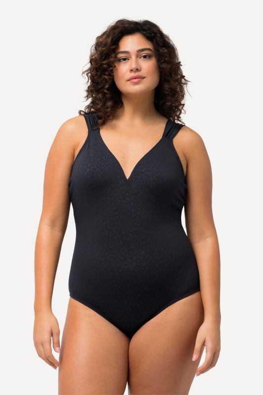 Maillot de bain à bonnets souples, avec jacquard imprimé léopard et décolleté plongeant dans le dos