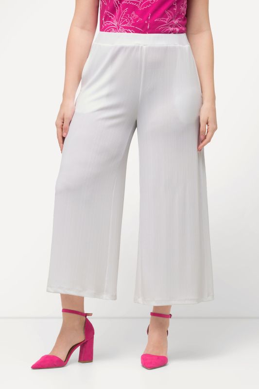 Jupe-culotte en tissu texturé, taille élastique et jambe droite à longueur des mollets