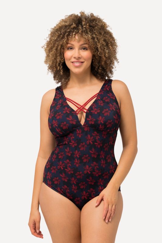 Maillot de bain, fleurs, rubans fantaisie, bonnets souples