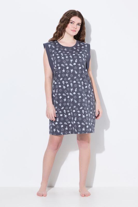 T-shirt long imprimé, sans manches, décolleté rond