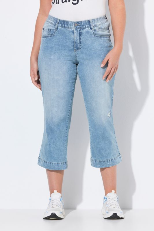 Jean droit 3/4 à 5 poches, avec polyester recyclé