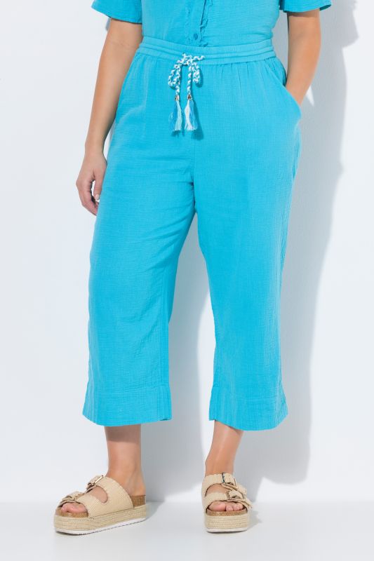 Jupe-culotte en mousseline Rose, jambe large et taille élastique