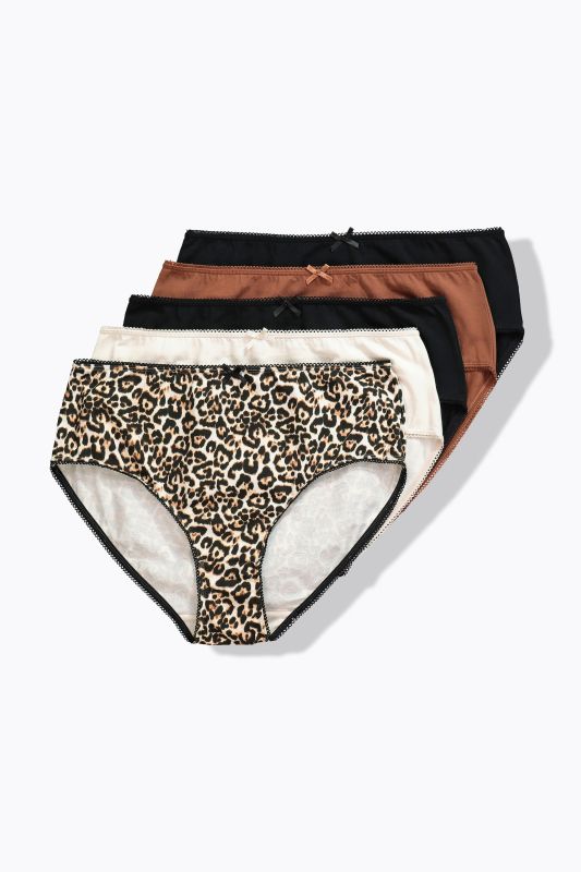 Culottes midi, lot de 5, léopard/uni