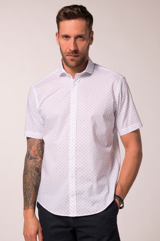 Chemise de ville JP 1880 collection Business, imprimé minimaliste, manches courtes et col requin, coupe Modern Fit - jusqu'au 8 XL
