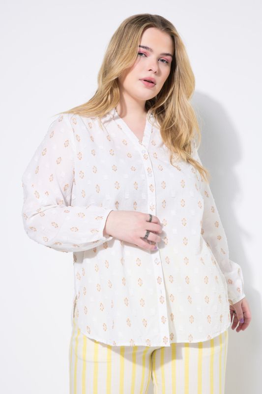 Blouse coupe Loose Shape, motif tissé et manches longues ballon