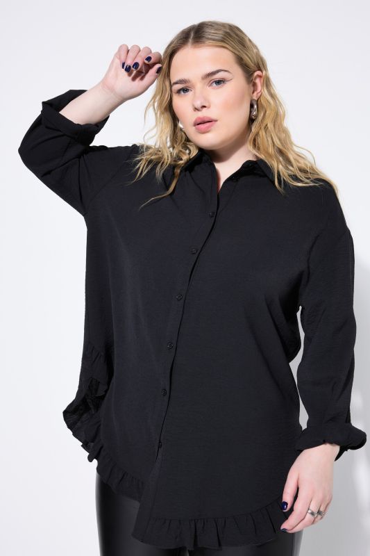 Chemisier en crêpe oversize, ruchés à la base