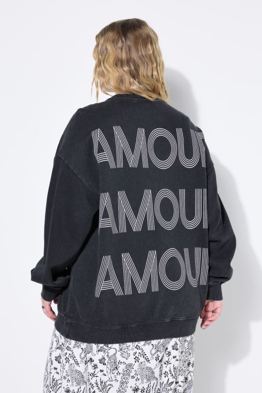 Sweat-shirt oversize, imprimé AMOUR, style vintage