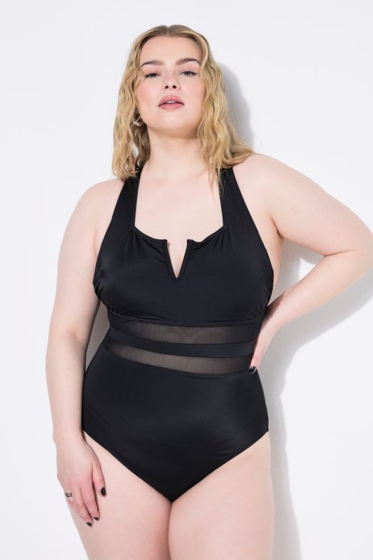 Maillot de bain, bonnets souples et empiècement en mesh