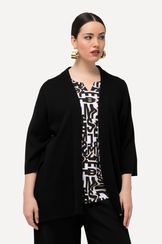 Cardigan oversized, coupe ouverte, col châle et manches courtes