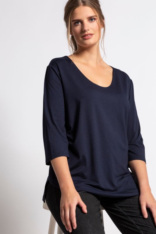 T-shirt avec col en V et manches 3/4 - doublé sur le devant