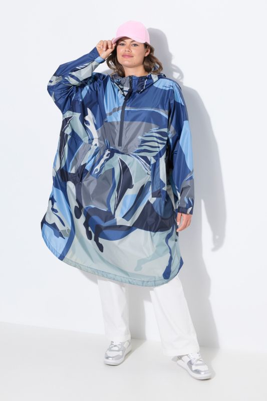 Poncho imperméable unisexe à capuche avec imprimé