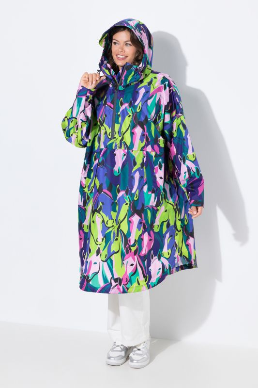 Poncho imperméable unisexe à capuche avec imprimé