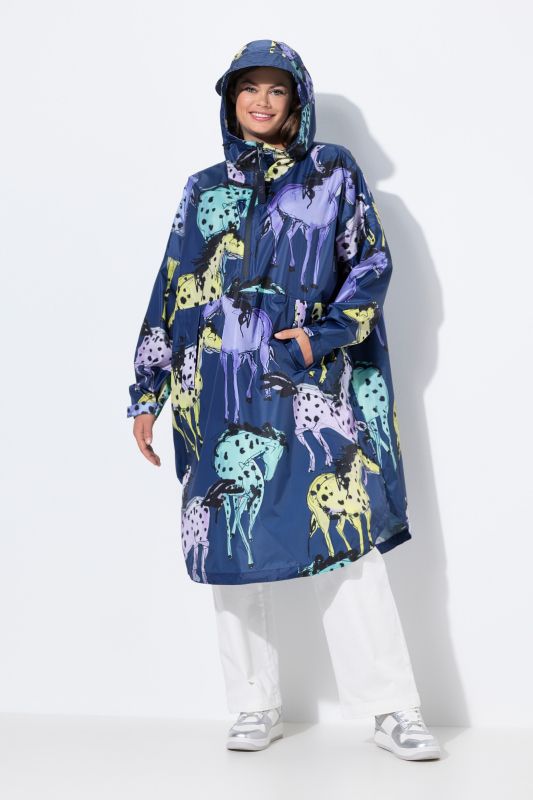Poncho imperméable unisexe à capuche avec imprimé