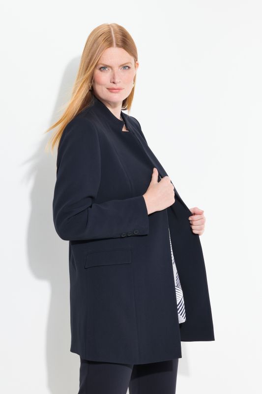 Blazer en acétate, col légèrement montant et fermeture à agrafe