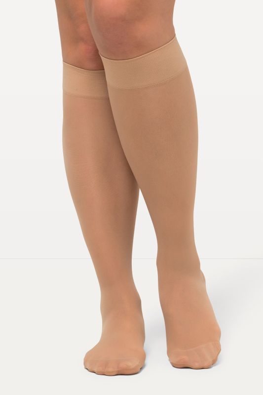 Mi-bas de contention, jarretières larges, 70 deniers